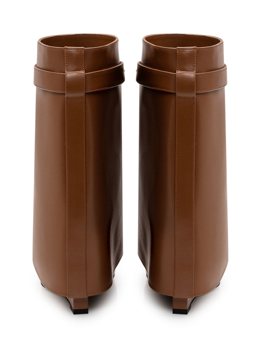 Brown Solid Leather Boots 3
