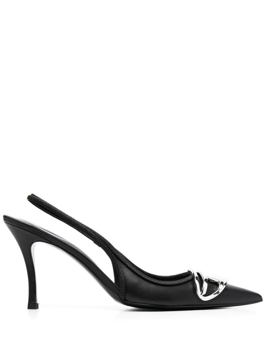 Black Leather Slingback Pumps 1