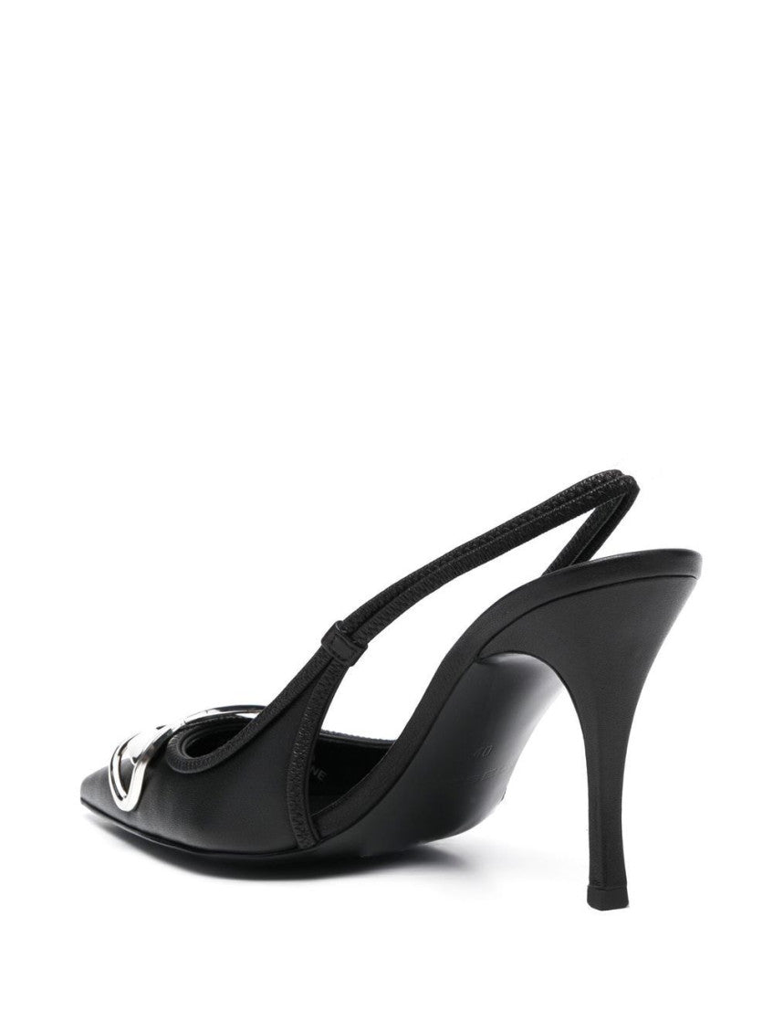 Black Leather Slingback Pumps 2