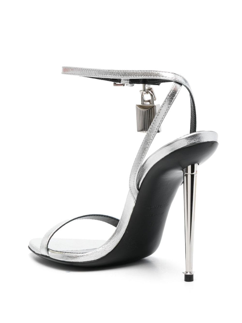 Silver Padlock Leather Heels 3