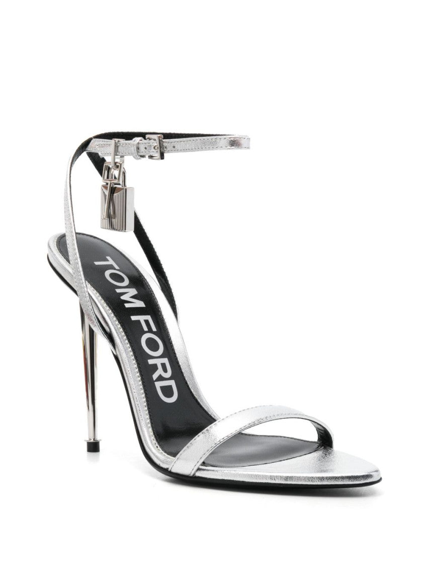 Silver Padlock Leather Heels 4
