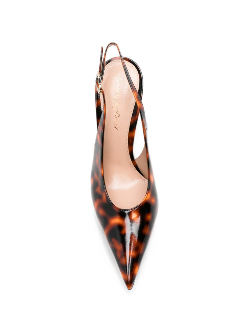 Orange Leather Slingback Pumps 3