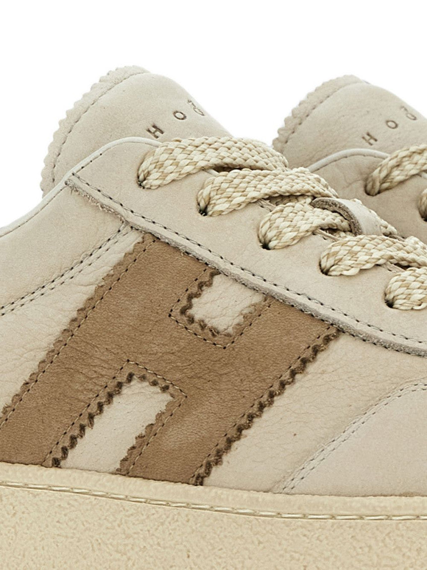 Beige Logo Platform Sneakers 4