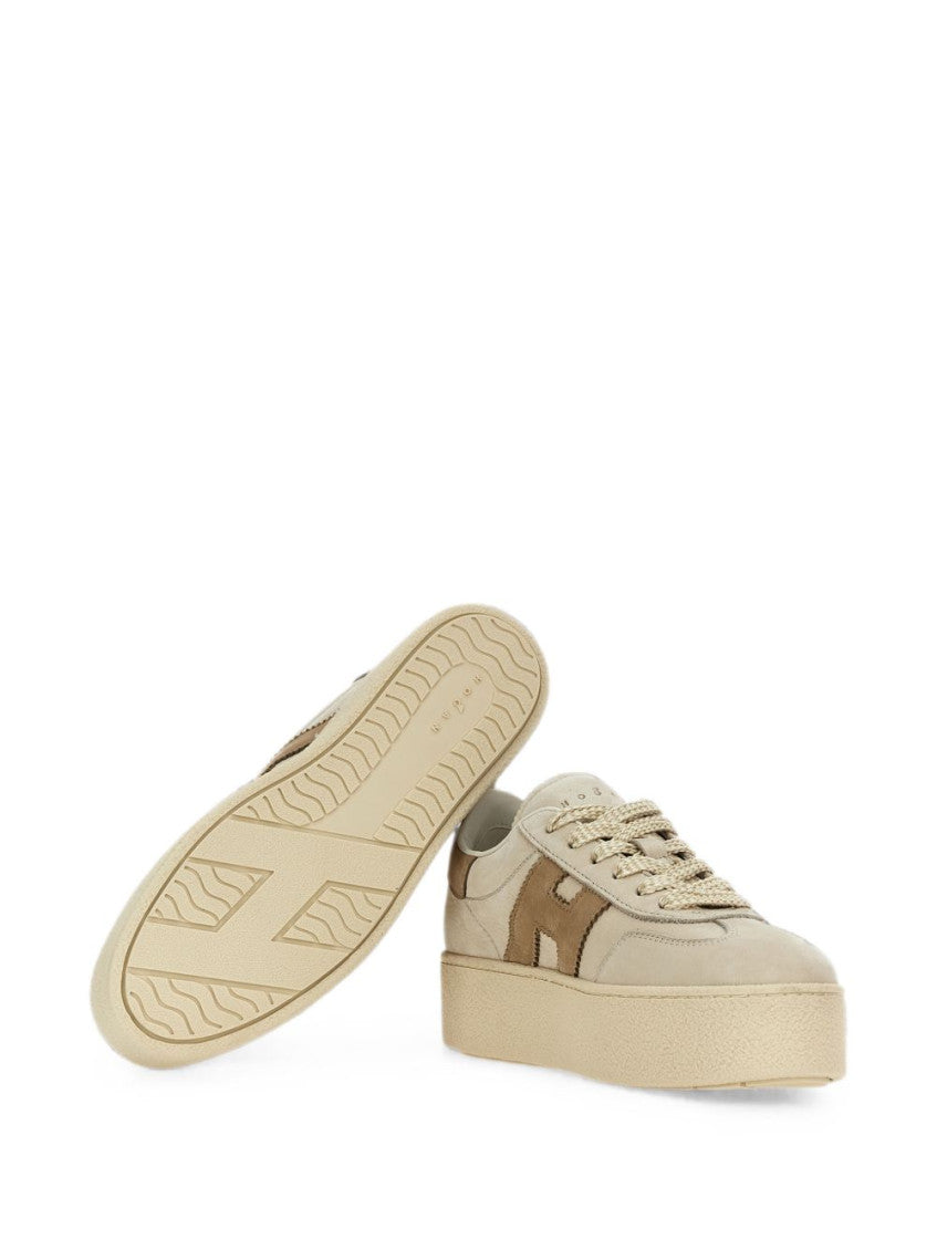 Beige Logo Platform Sneakers 5