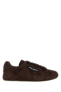 Dark Brown Suede Logo Sneakers 1