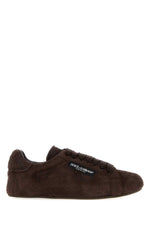 Dark Brown Suede Logo Sneakers 1