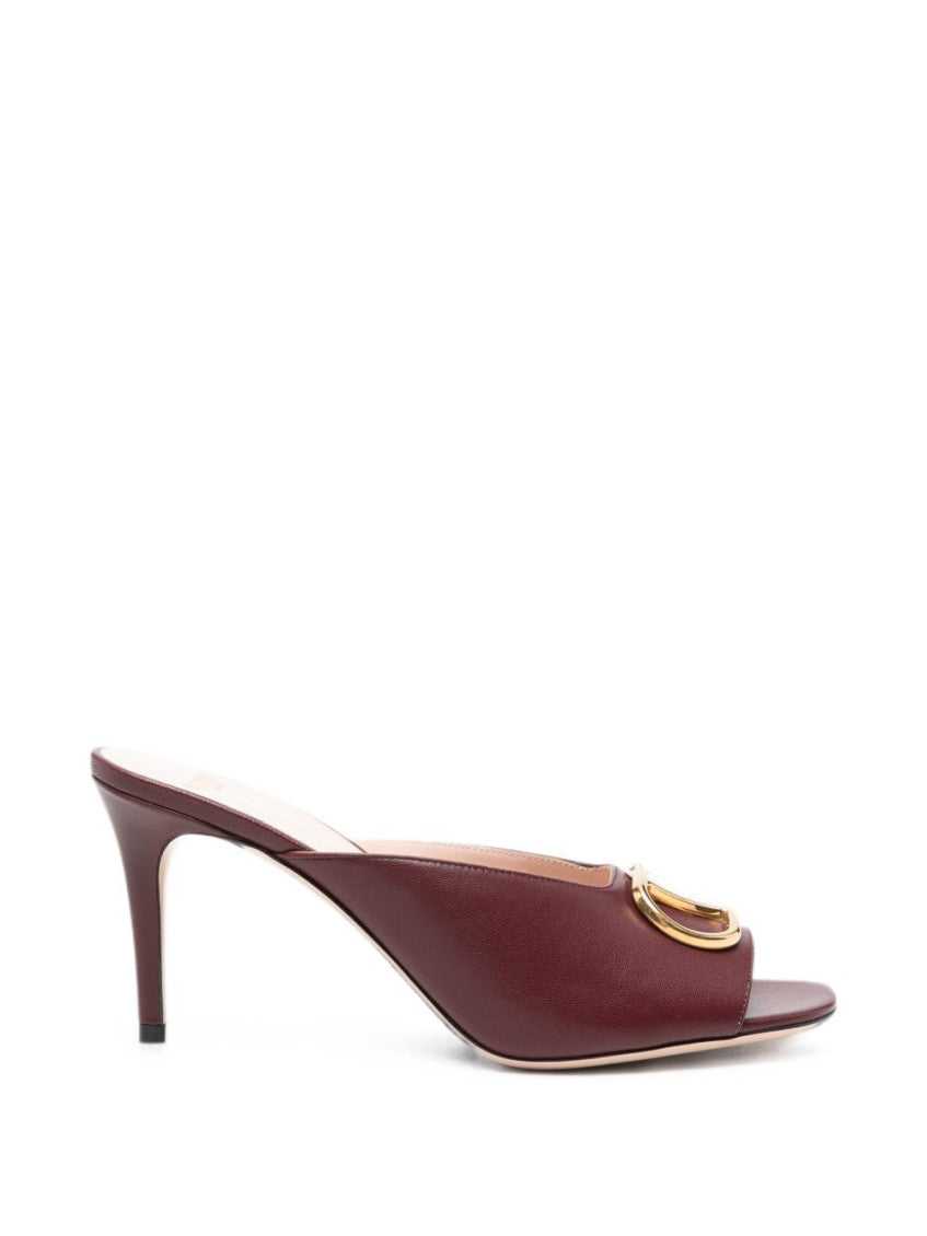 Brown Logo Leather Heels 1