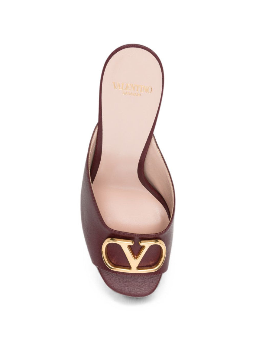 Brown Logo Leather Heels 2