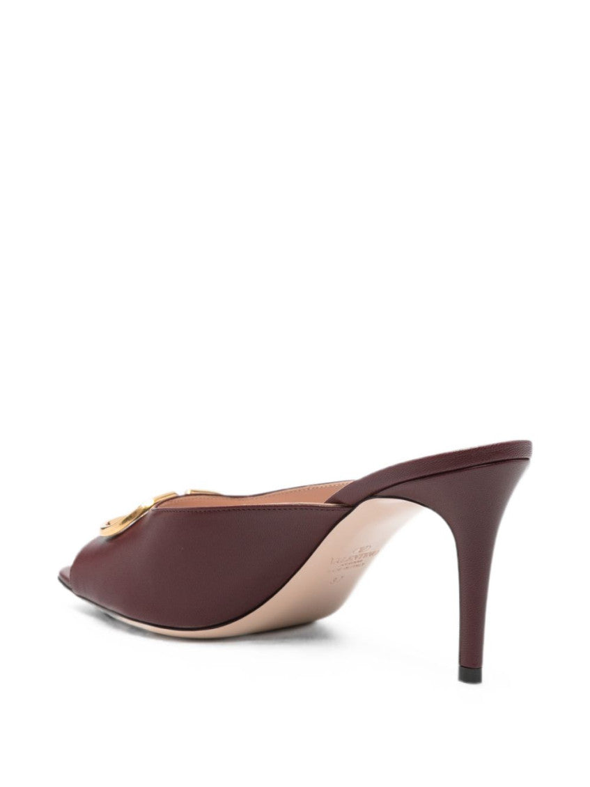 Brown Logo Leather Heels 3