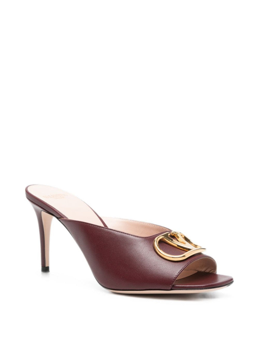 Brown Logo Leather Heels 4