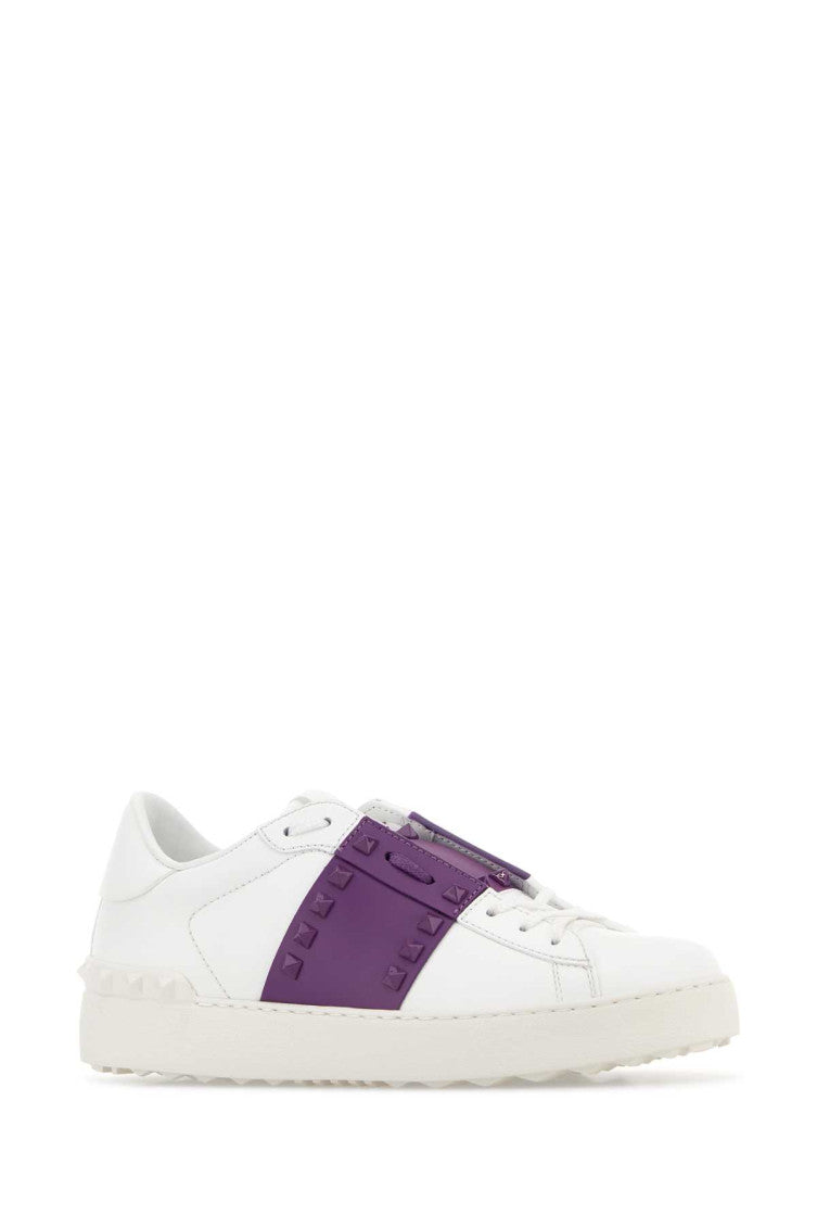 White Color Block Rockstud Sneakers 2
