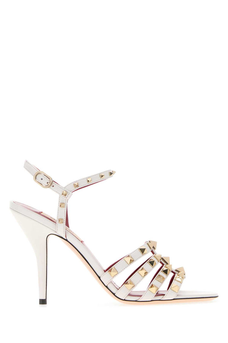 White Studded Rockstud Heels 1
