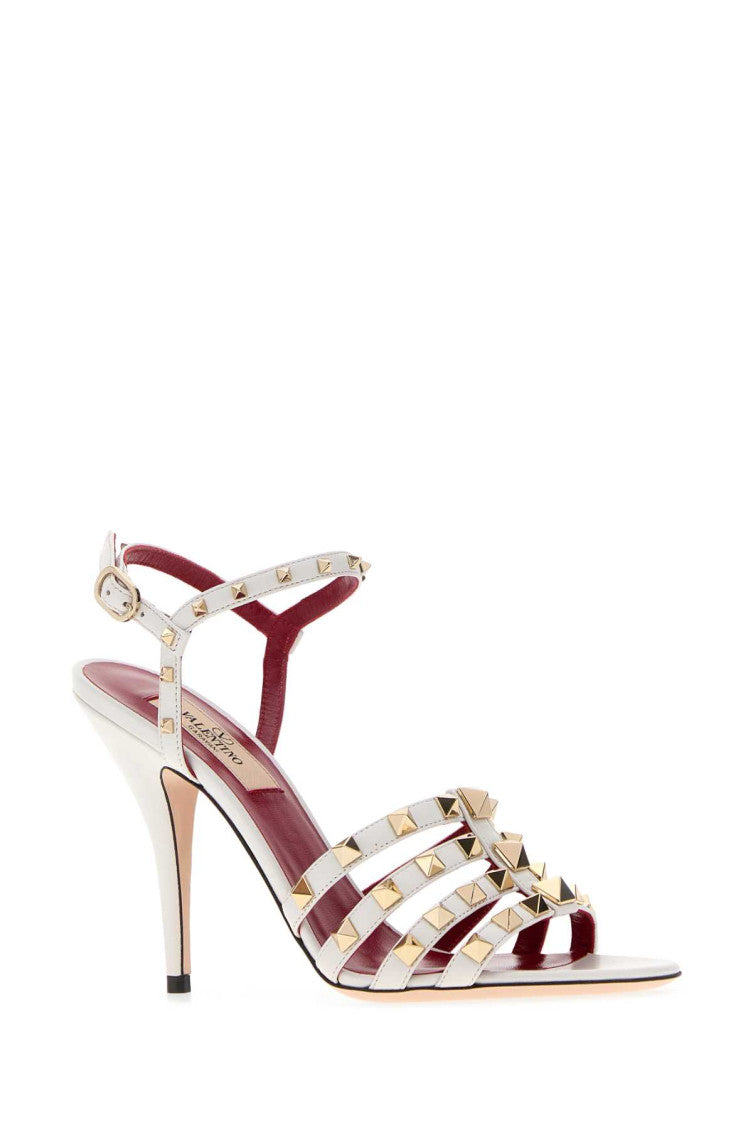 White Studded Rockstud Heels 2