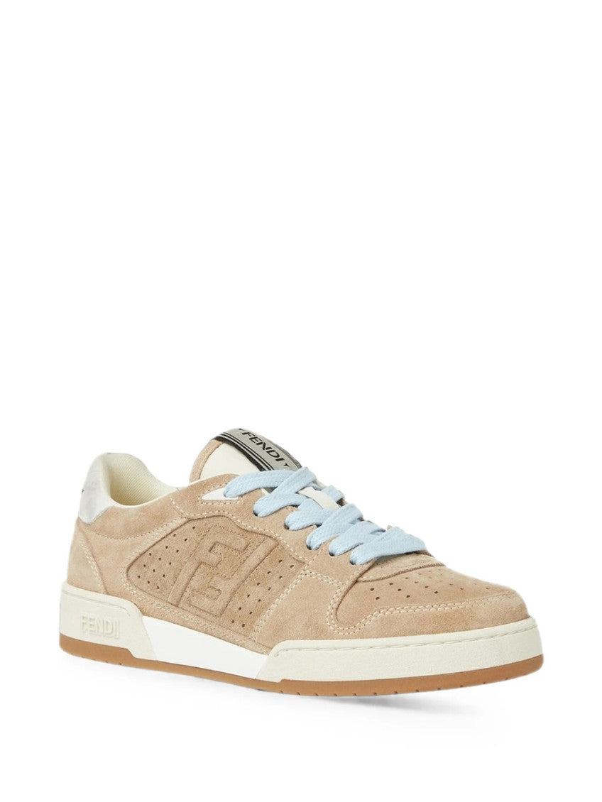 Beige Logo Leather Sneakers 1