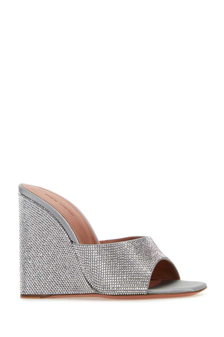 Grey Satin Lupita Wedges 2