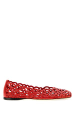 Red Leather Anagram Ballet Flats 1