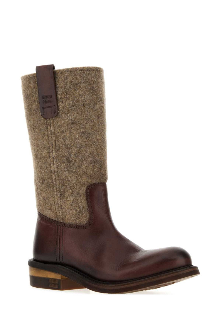 Brown Two-Tone Leather Boots 2