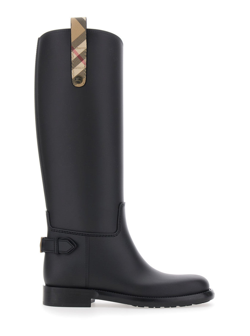 Black Check Leather Boots 1