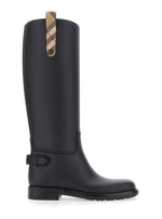 Black Check Leather Boots 1