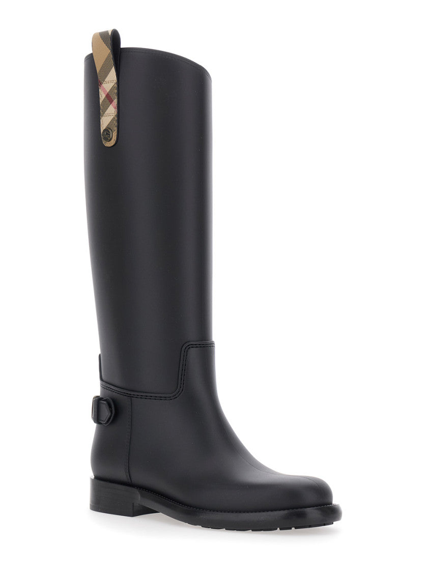 Black Check Leather Boots 2
