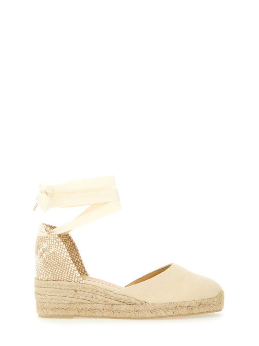 Ivory Ankle-tie Espadrille Wedges 1