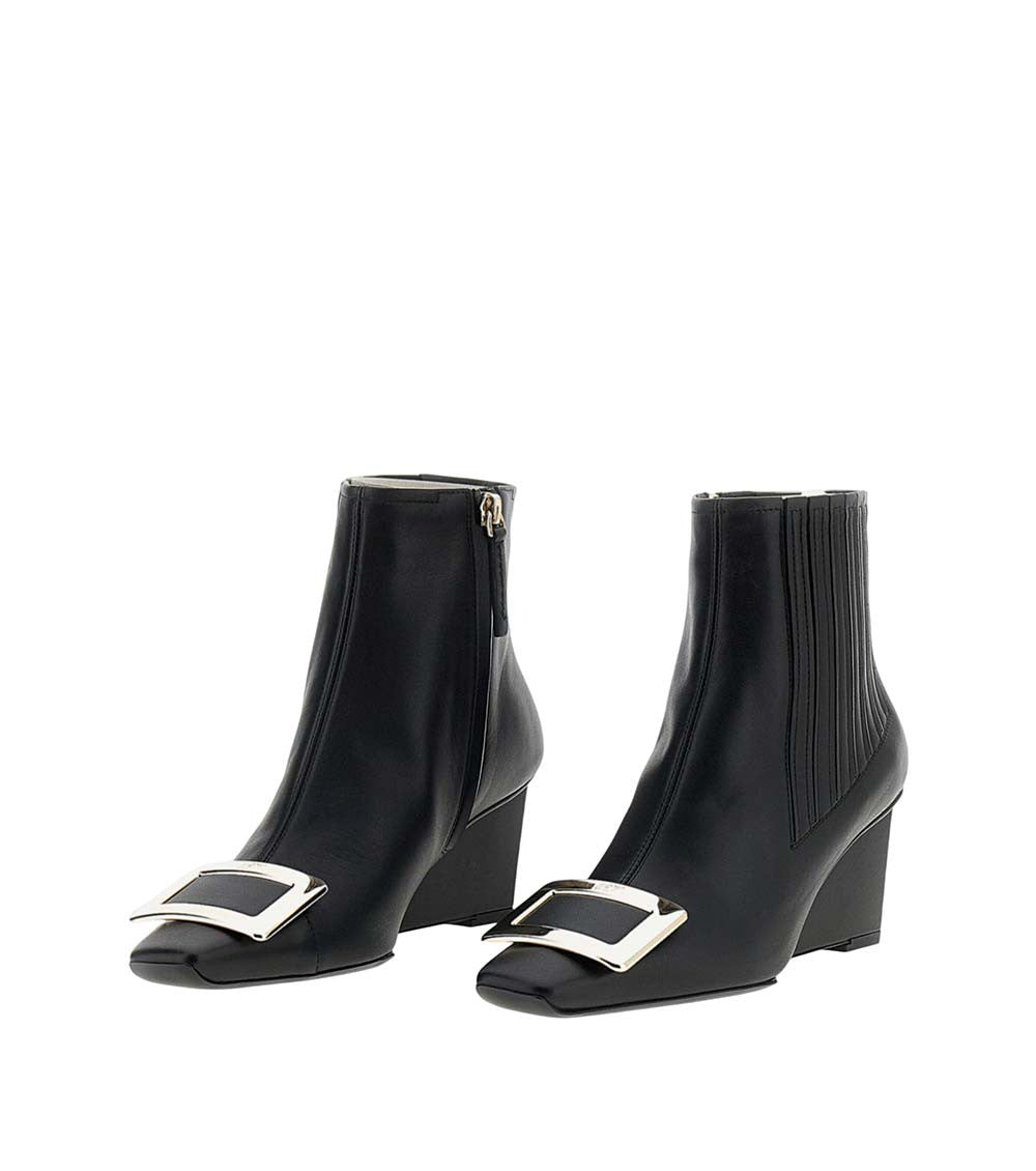 Black Leather Vivier Boots 2