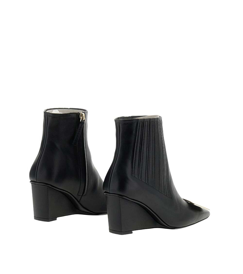 Black Leather Vivier Boots 3