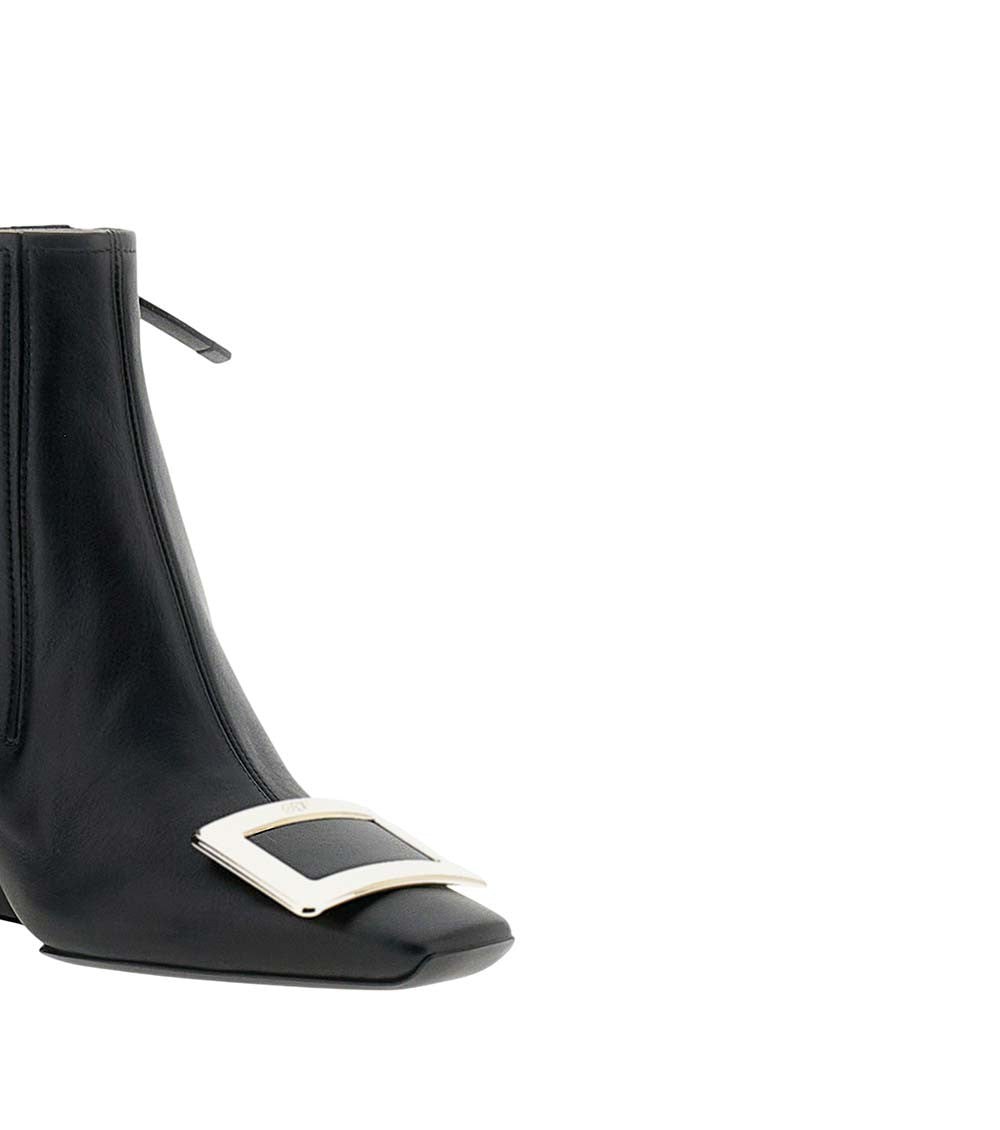 Black Leather Vivier Boots 4