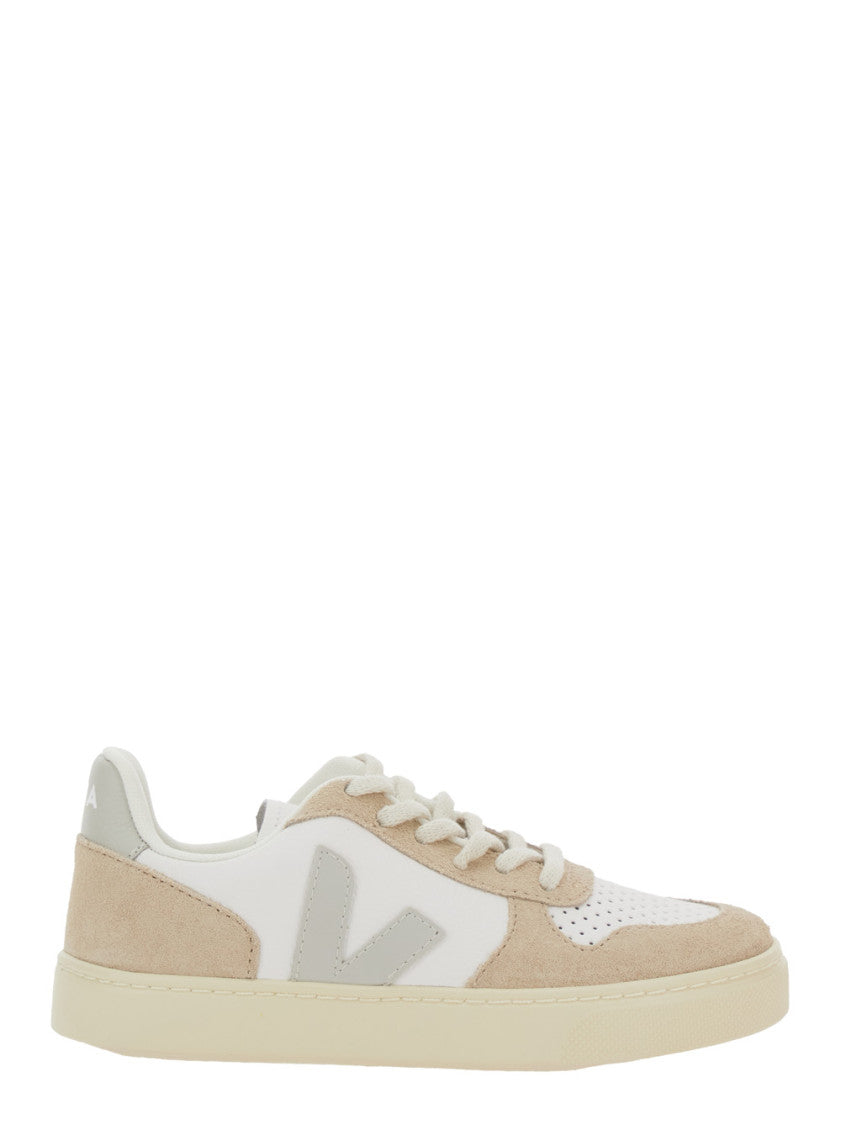Kids White Color Block Sneakers 1
