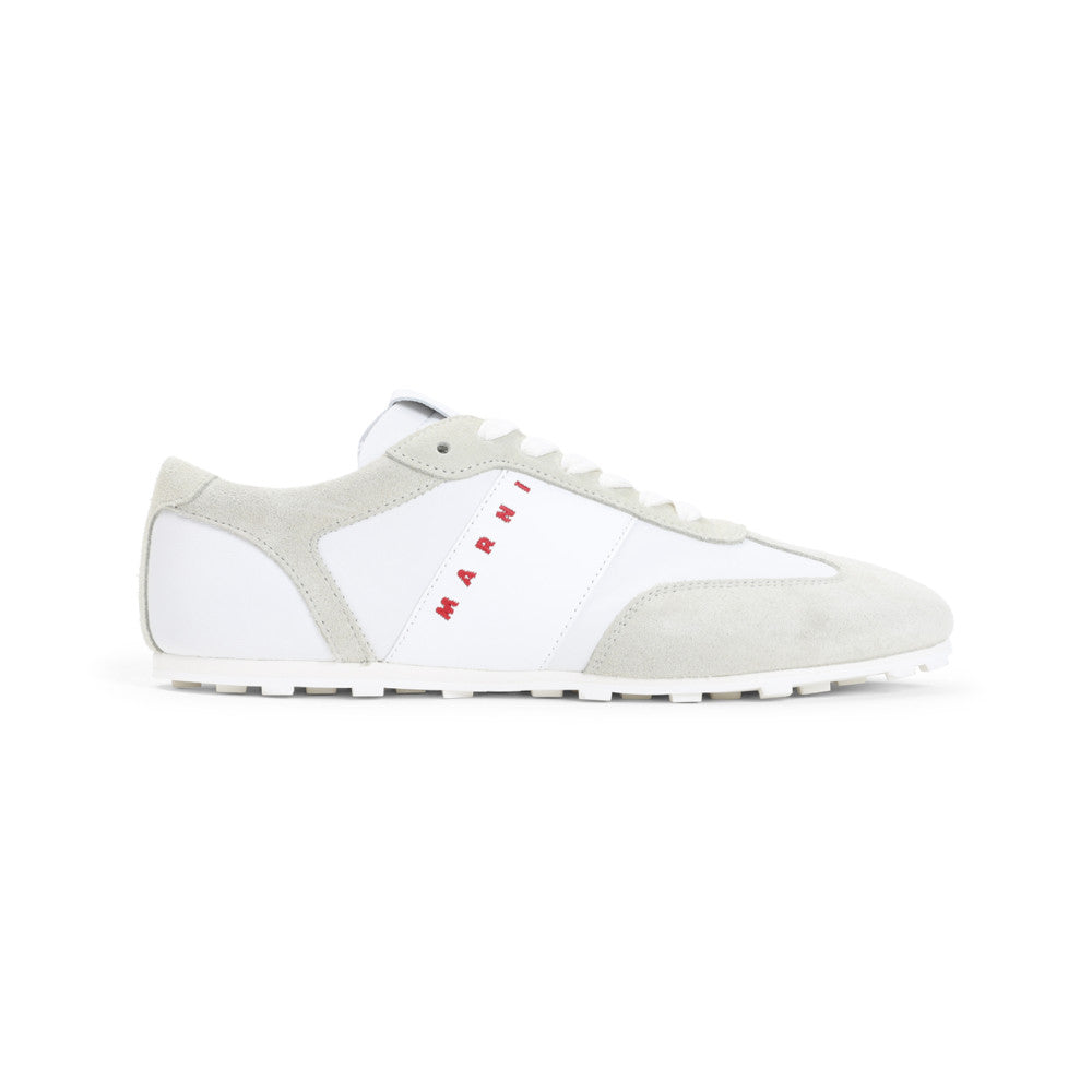 White Logo Round Toe Sneakers 1