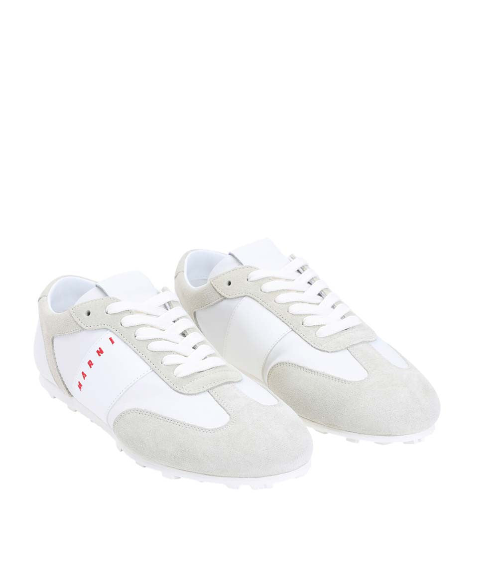 White Logo Round Toe Sneakers 3