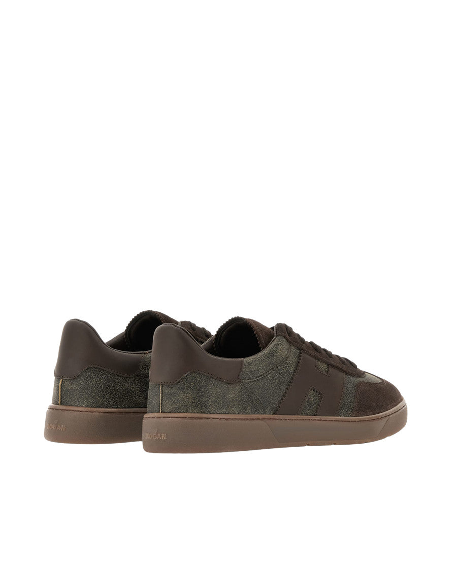 Dark Brown Color Block Sneakers 3