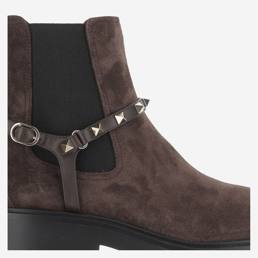 Brown Rockstud Ankle Boots 4