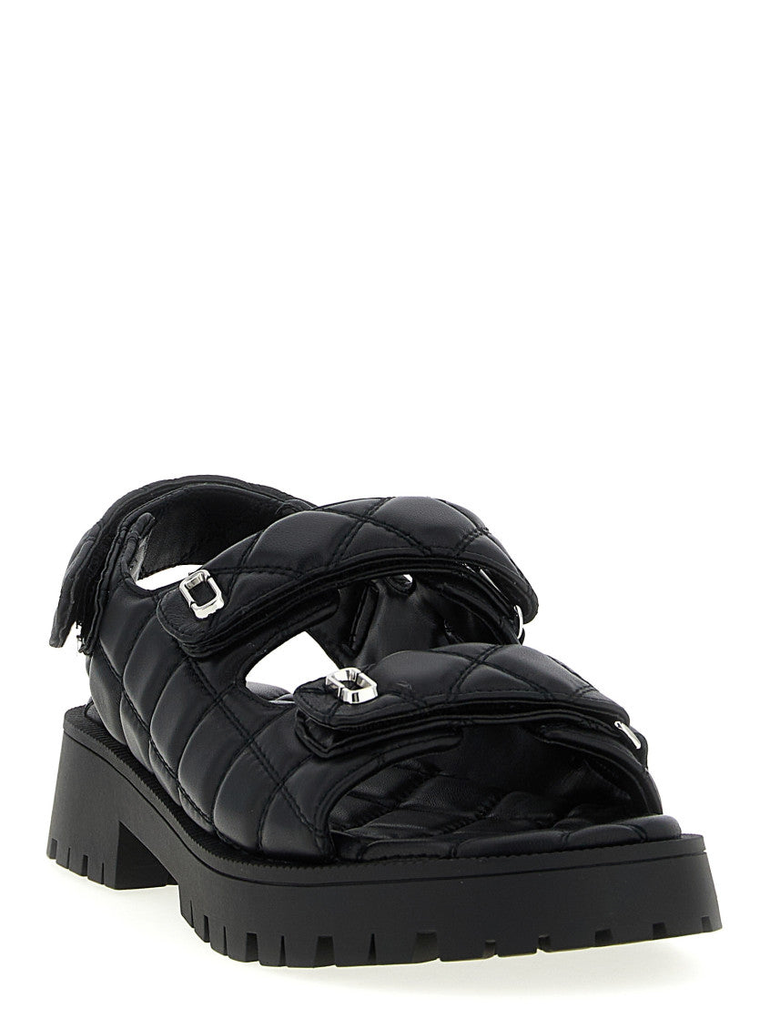 Black Quilted Sandals 2