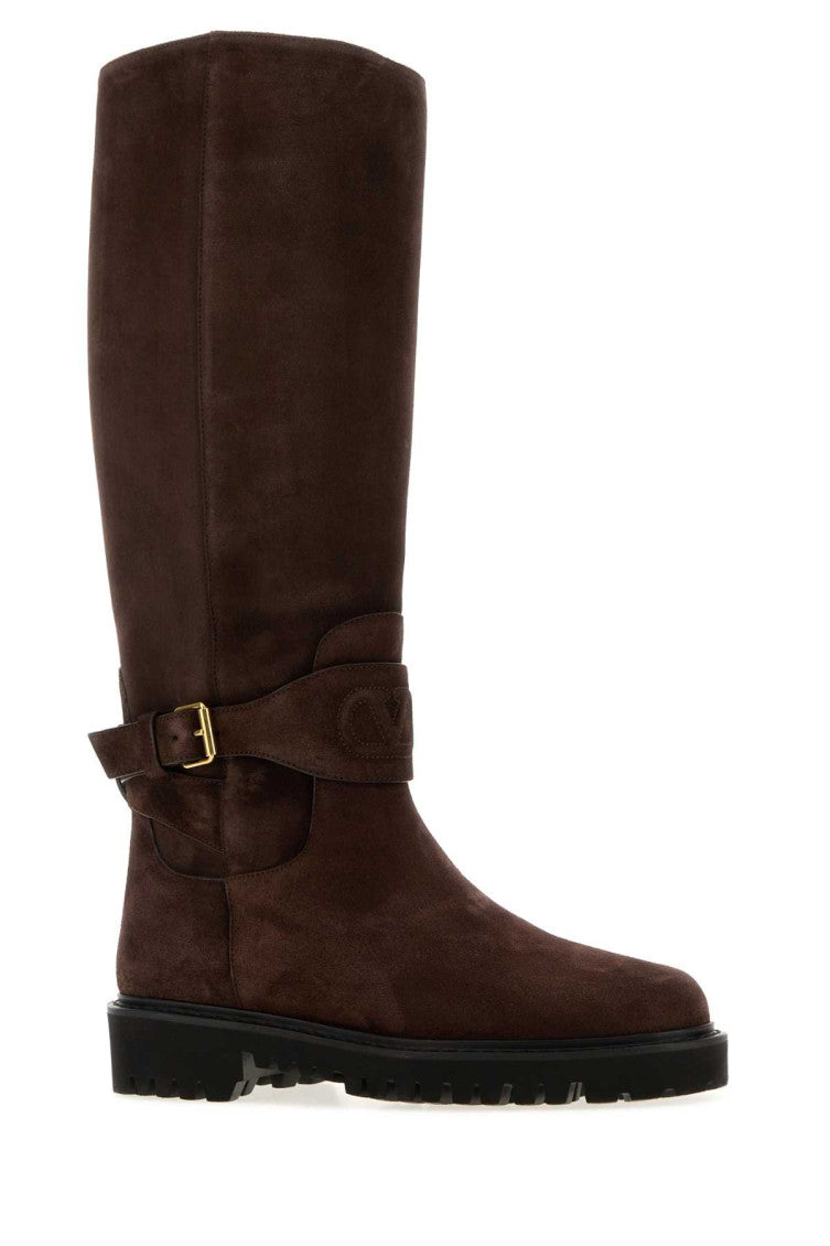 Brown Solid Signature Boots 2
