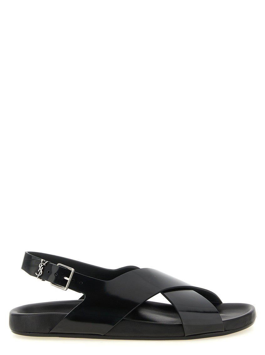 Black Solid Sandals 1
