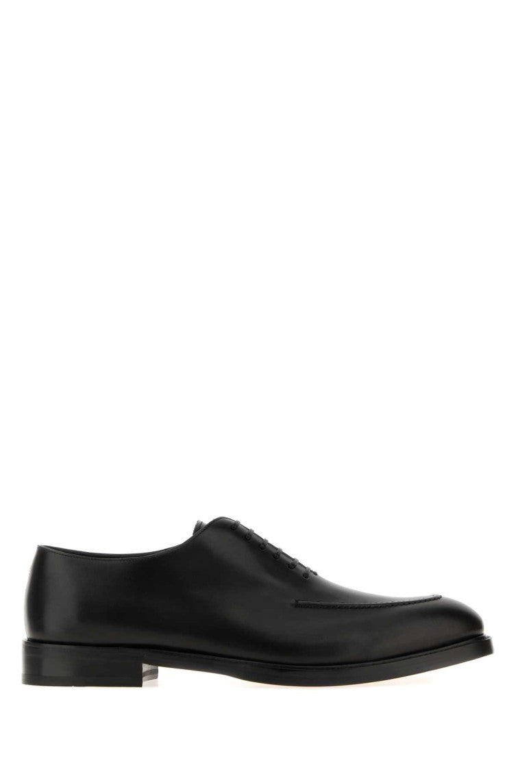 Black Solid Lace Ups Shoes 1
