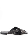 Black Solid Cross-Strap Flats 1