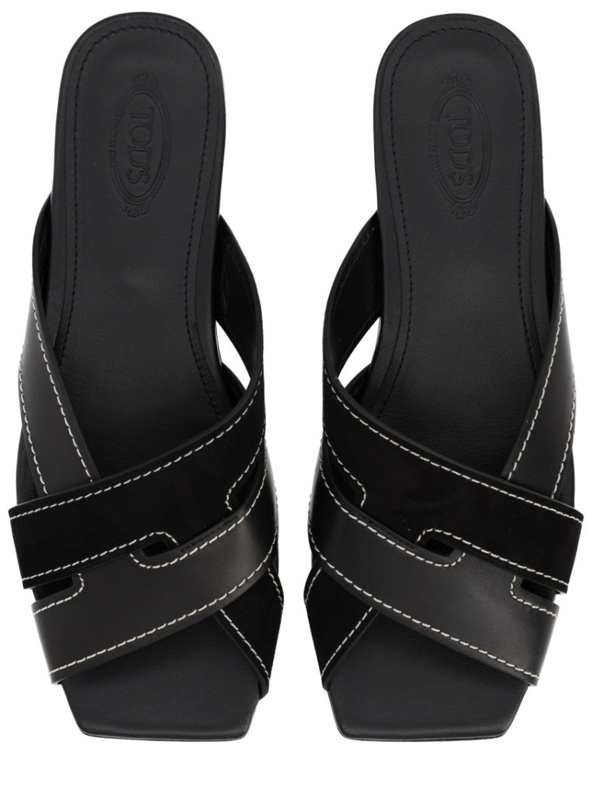 Black Solid Cross-Strap Flats 3