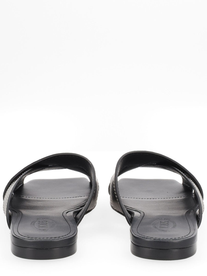 Black Solid Cross-Strap Flats 5