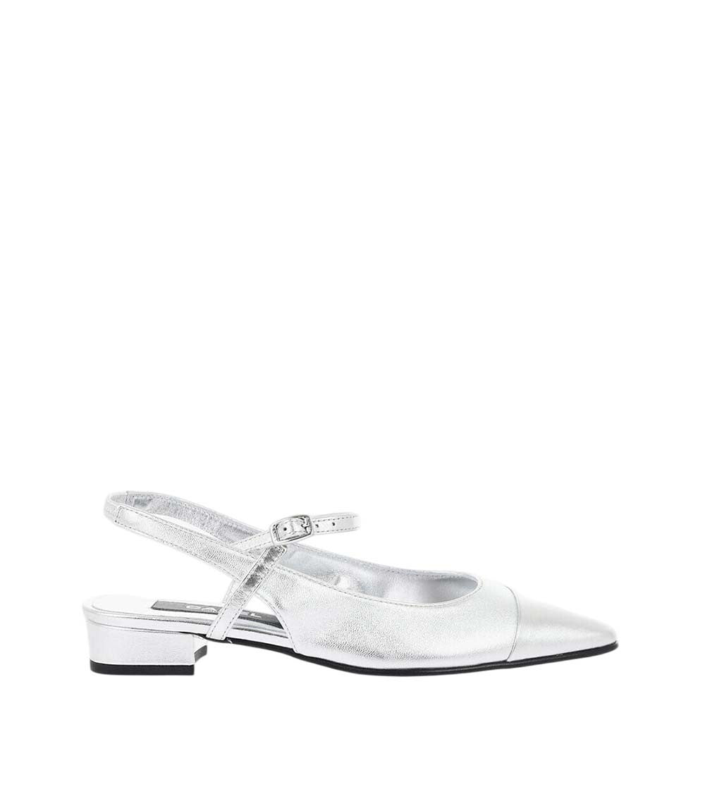 Silver Leather Ballet Flats 1