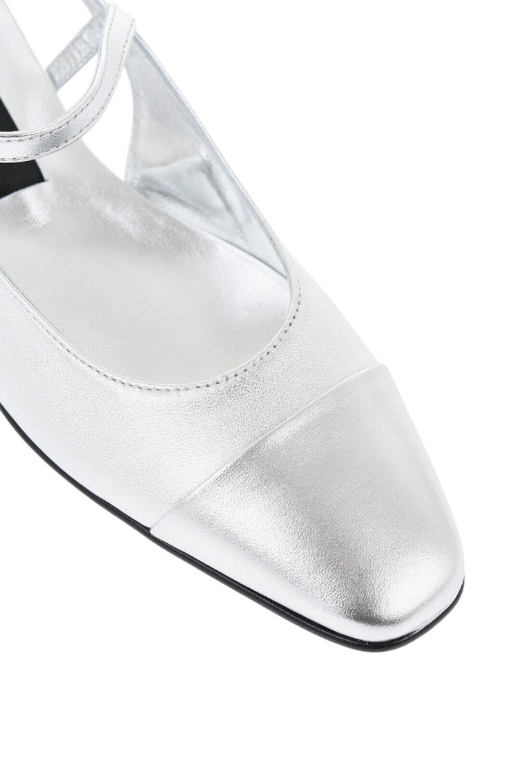 Silver Leather Ballet Flats 4