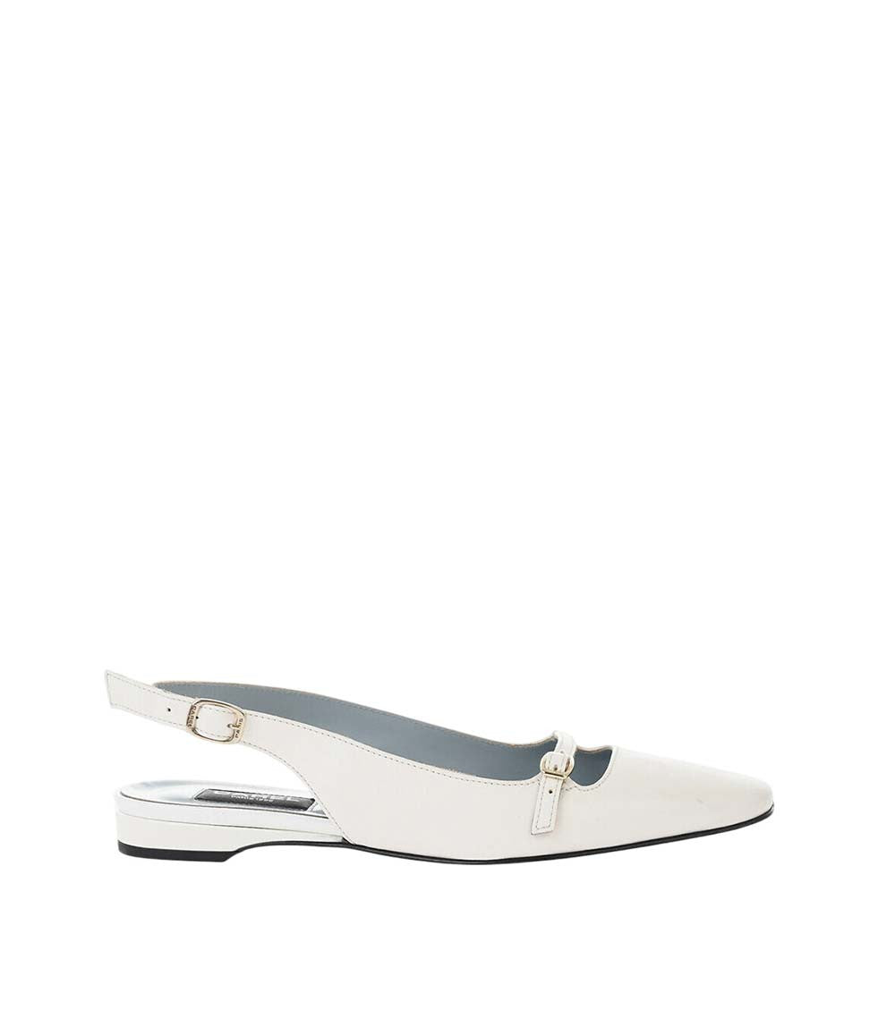Off White Leather Ballet Flats 1