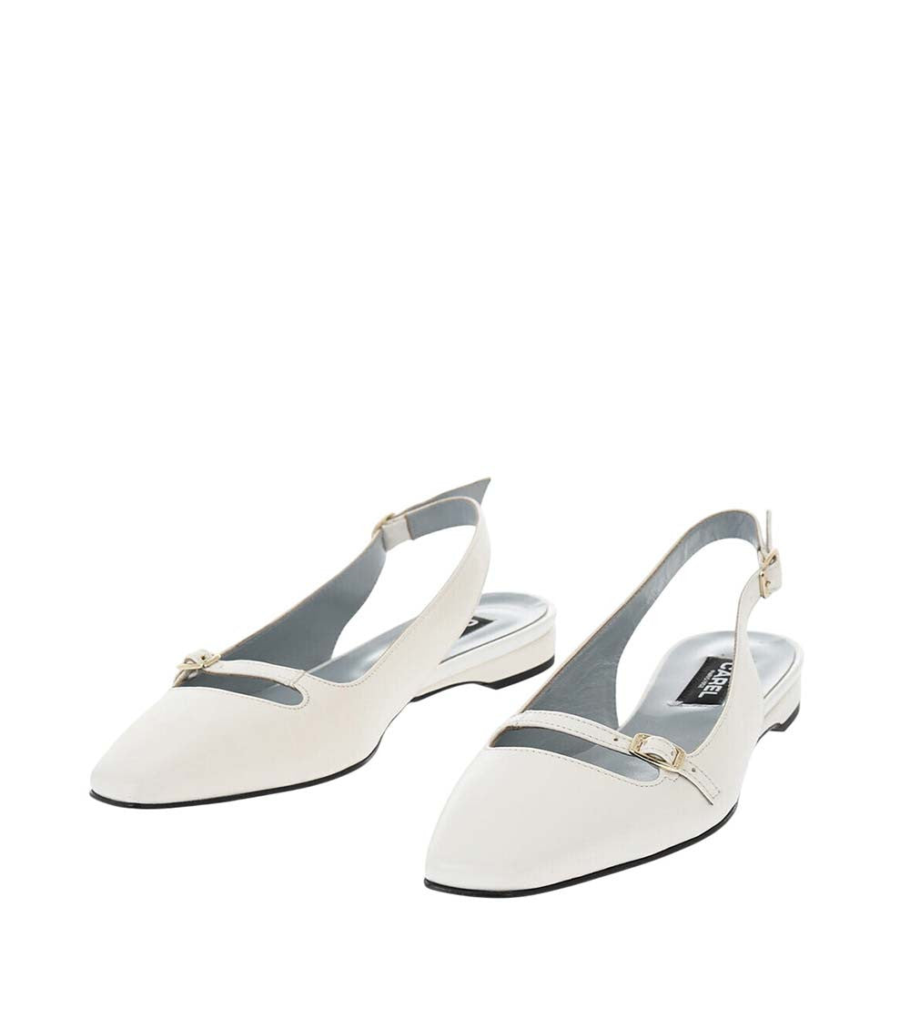 Off White Leather Ballet Flats 2