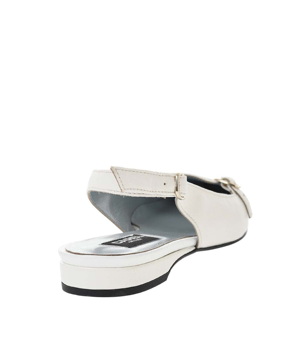 Off White Leather Ballet Flats 3