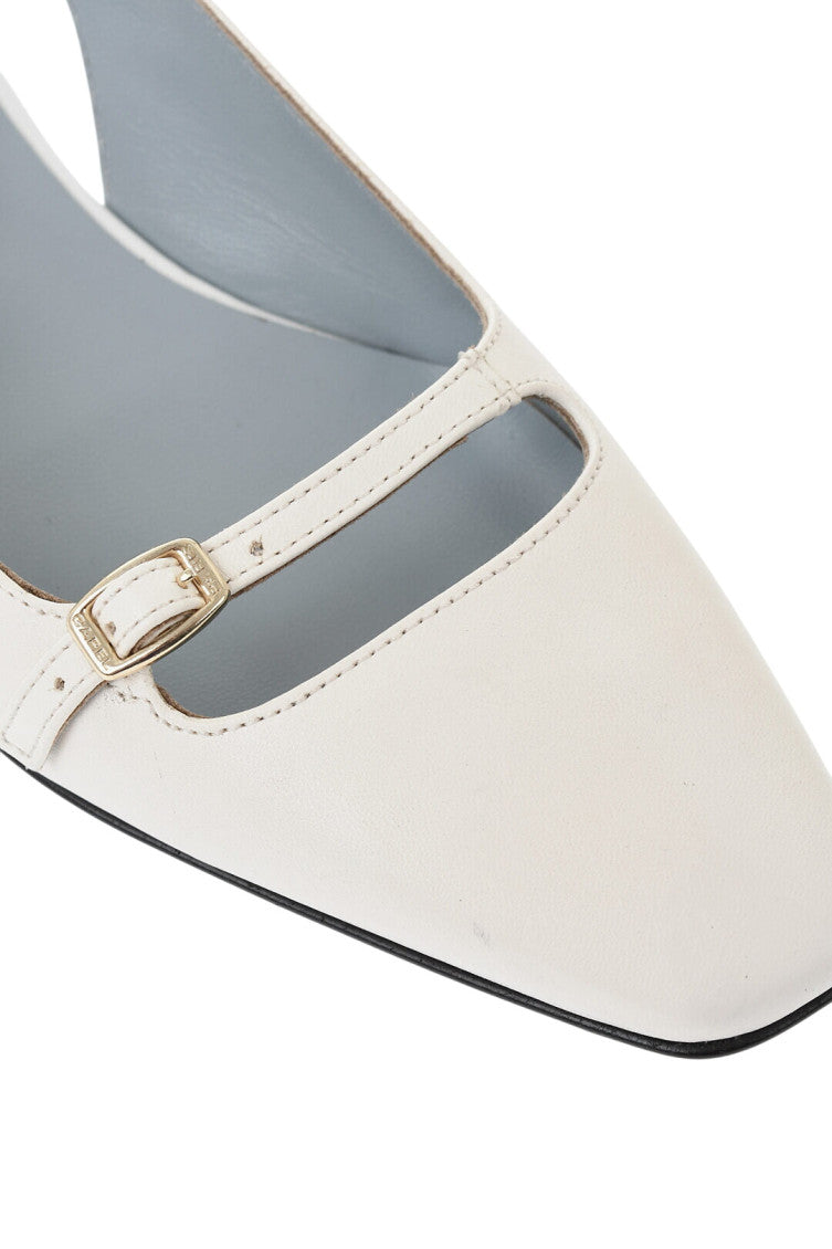 Off White Leather Ballet Flats 4