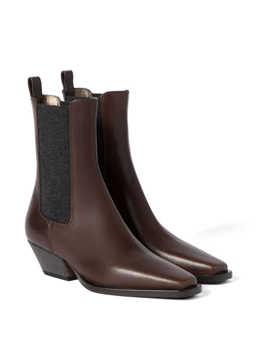 Brown Solid Ankle Boots Boots 2
