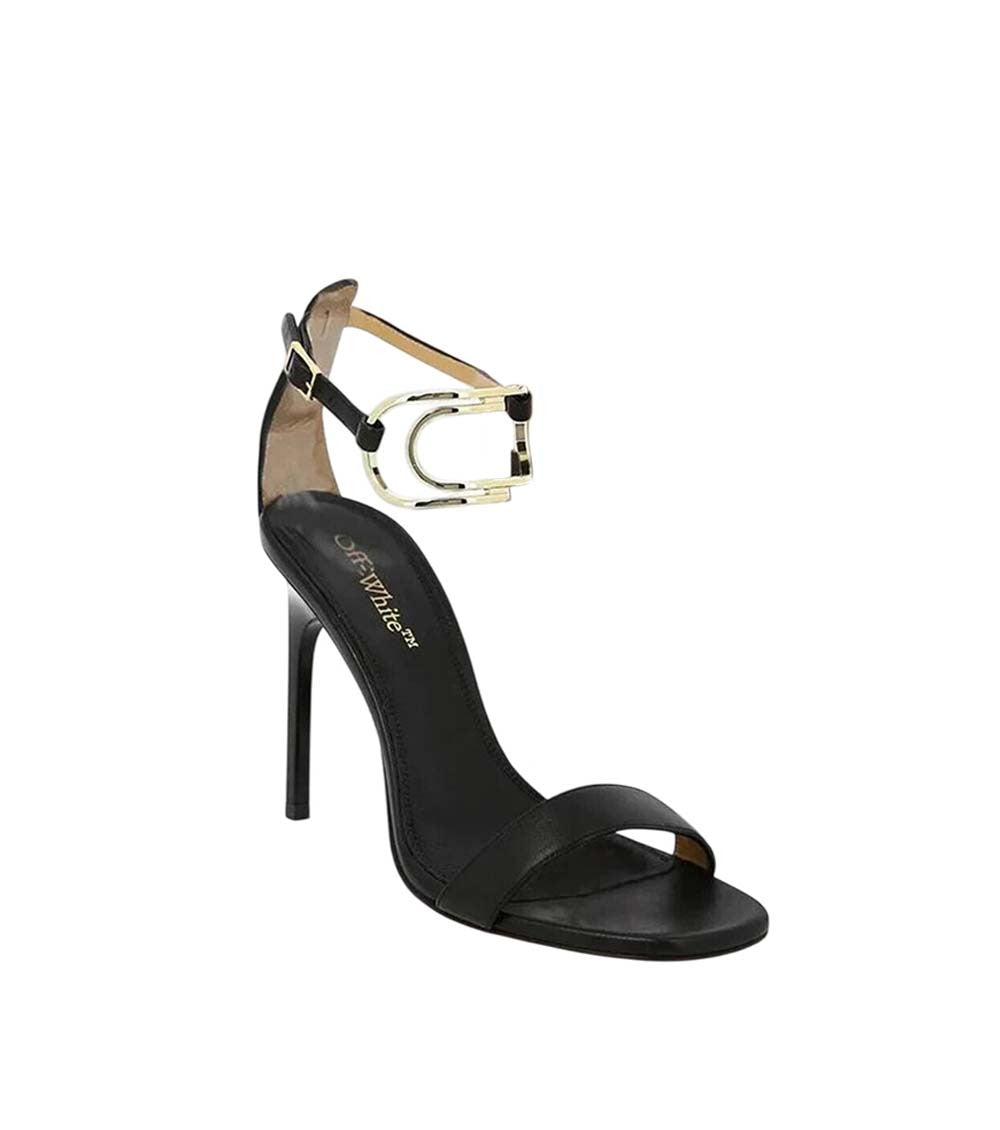 Black Leather Ankle Strap Heels 1
