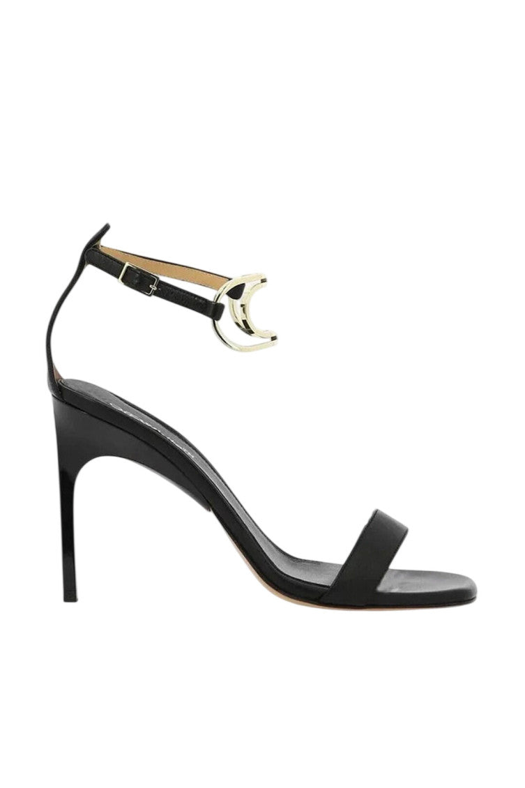 Black Leather Ankle Strap Heels 3
