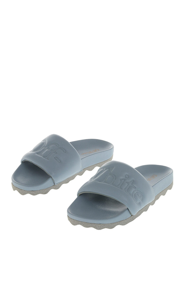 Grey Leather Slides 2